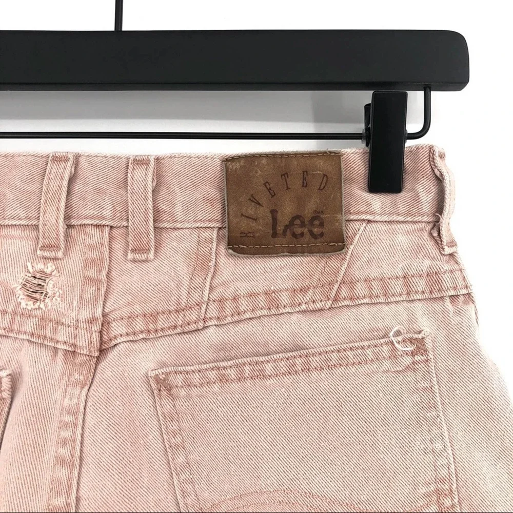 VTG LEE Distressed Denim Short Dusty Pink - RUNS small - Picture 8 of 10